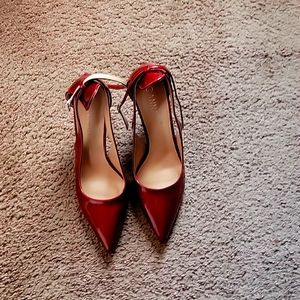 Shoes size 8. Burgundy, beige and silver